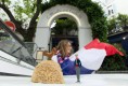 French flag in 2CV with driver